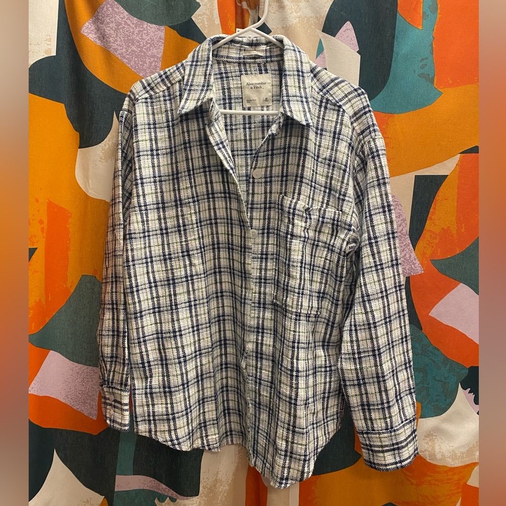 BRAND NEW! Abercrombie & Fitch long sleeve oversized tweed shirt size Medium